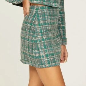 Reformation Jennie Skirt Green Tweed size 8